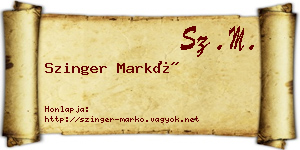 Szinger Markó névjegykártya